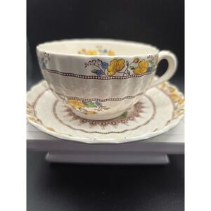 Vintage Copeland Spode Buttercup Pattern England Porcelain Tea Cup Saucer Set